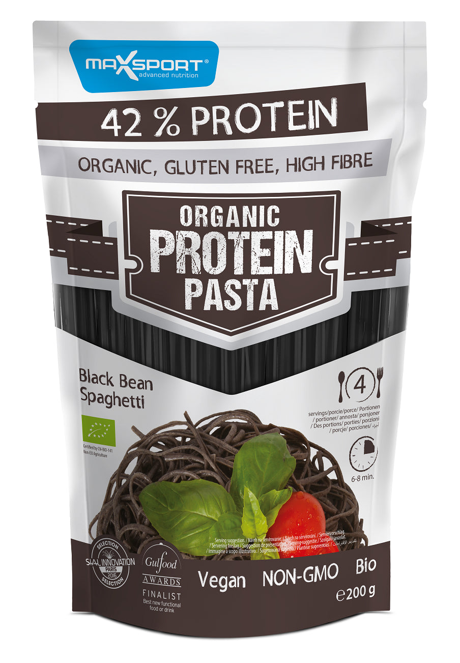 MAKARON-PROTEINOWY-(Z-FASOLI-CZARNEJ)-SPAGHETTI-BEZGLUTENOWY-BIO-200-g---MAXSPORT