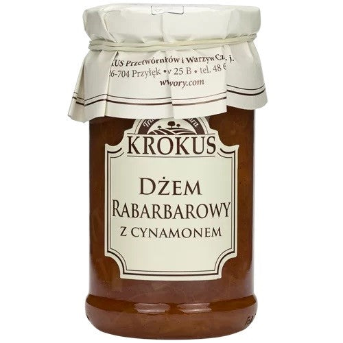 DŻEM-RABARBAROWY-Z-CYNAMONEM-O-OBNIŻONEJ-ZAWARTOŚCI-CUKRU-BEZGLUTENOWY-235-g---KROKUS