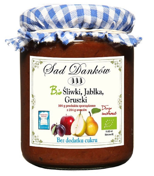 ŚLIWKA---JABŁKO---GRUSZKA-BEZ-DODATKU-CUKRÓW-BIO-270-g---SAD-DANKÓW